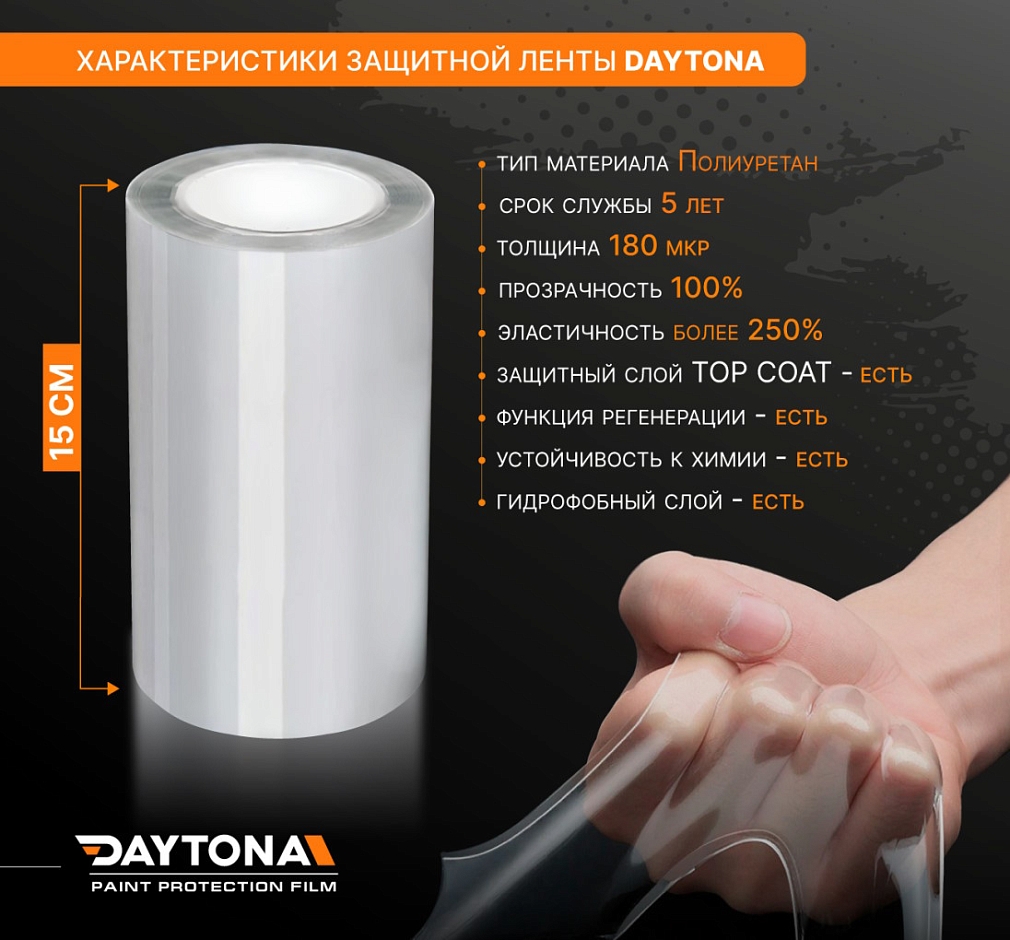 Полиуретановая защитная лента DAYTONA PPF S300 ширина 15см (длина 15 м)
